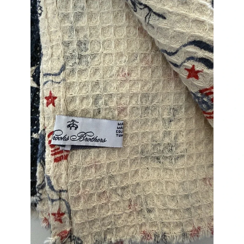 Brooks Brothers Kitchen Dish Towels July 4th Waffle Weave Set of 3 Flags Stars